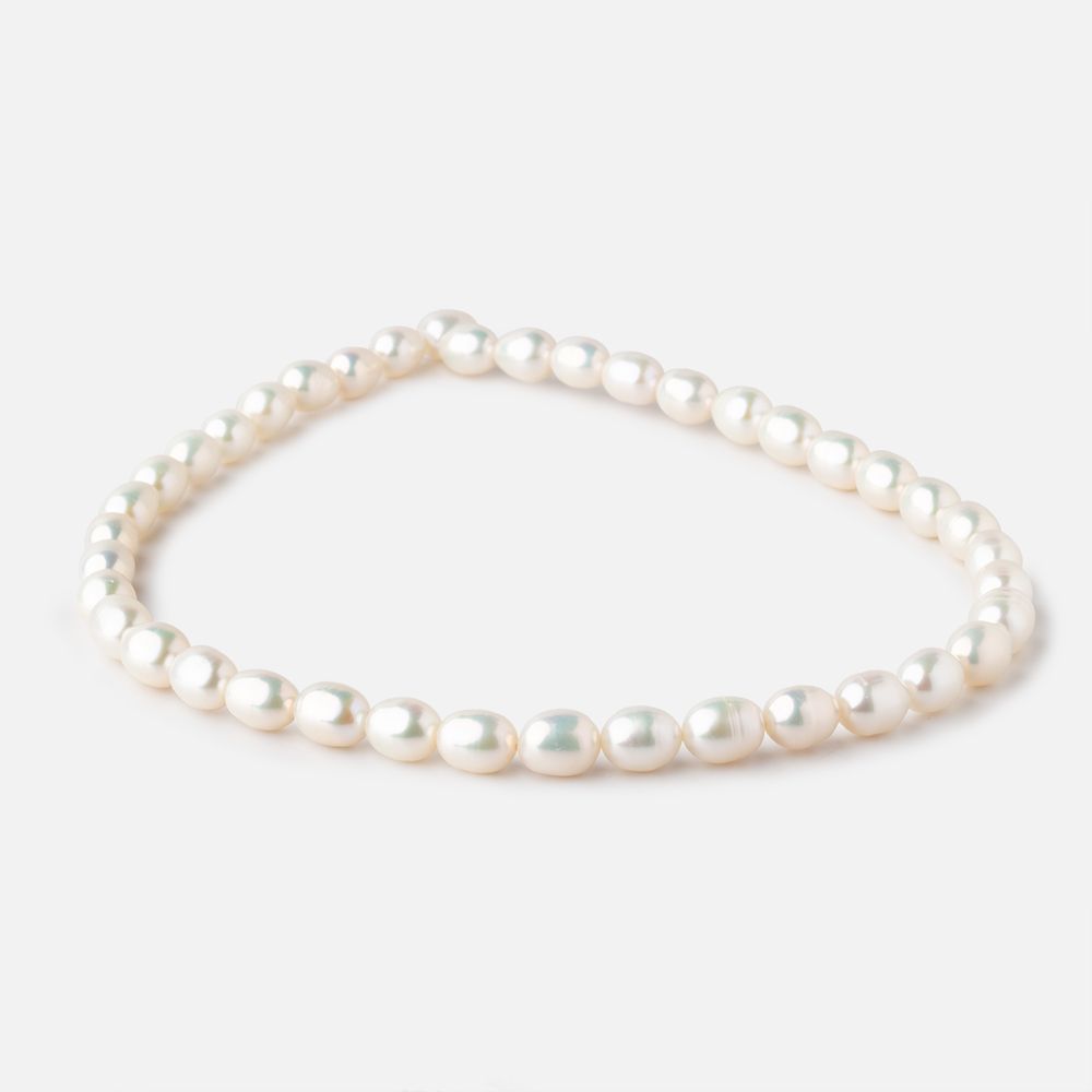 7x9-8x10mm Cream Straight Drilled Oval Freshwater Pearls 15 inch 40 pieces