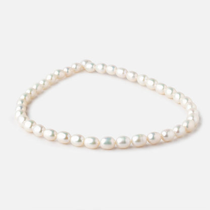 7x9-8x10mm Cream Straight Drilled Oval Freshwater Pearls 15 inch 40 pieces