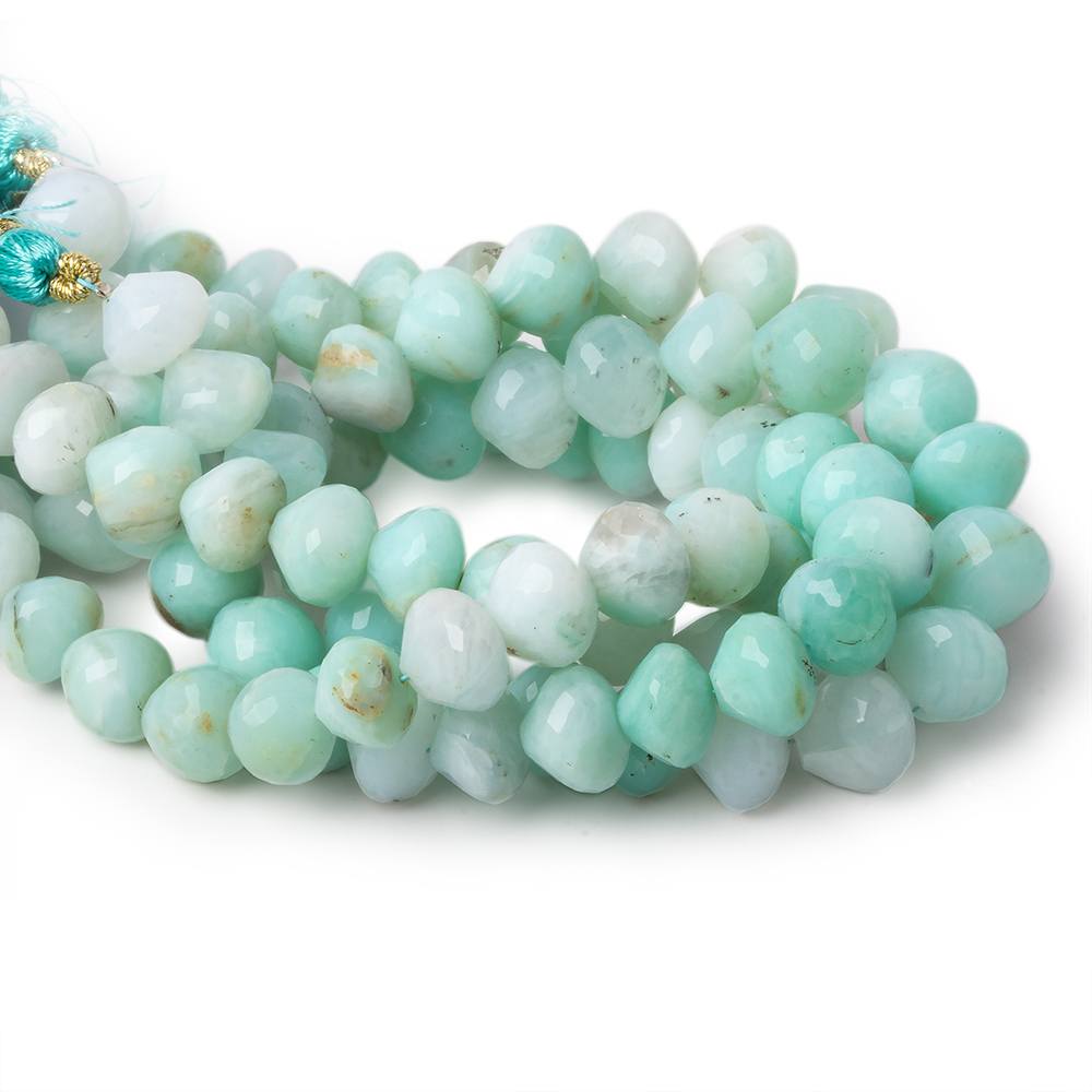 7x9-8x9mm Blue Peruvian Opal Faceted Candy Kiss beads 8 inch 24 beads