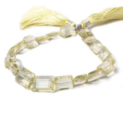 7x9mm Lemon Quartz straight drilled faceted rectangle beads 7 inch 24 pieces AA