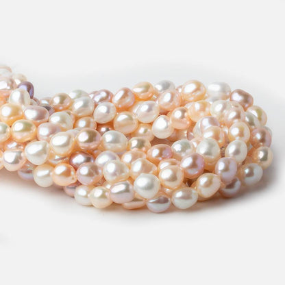 7x9mm TriColor Straight Drill Baroque Freshwater Pearl 16 inch 45 pieces A