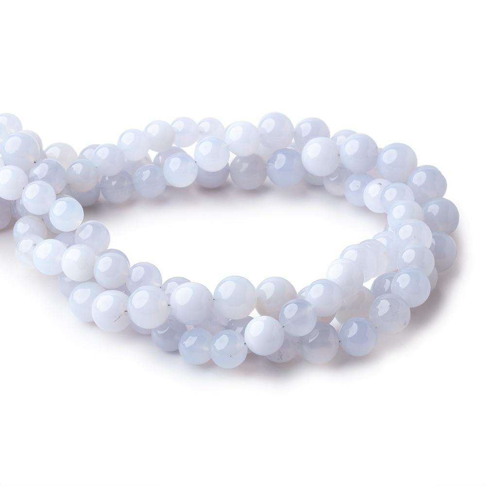 8-10.5mm Turkish Blue Chalcedony Plain Round Beads LOT OF 3 STRANDS