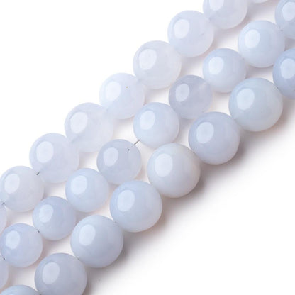 8-10.5mm Turkish Blue Chalcedony Plain Round Beads LOT OF 3 STRANDS