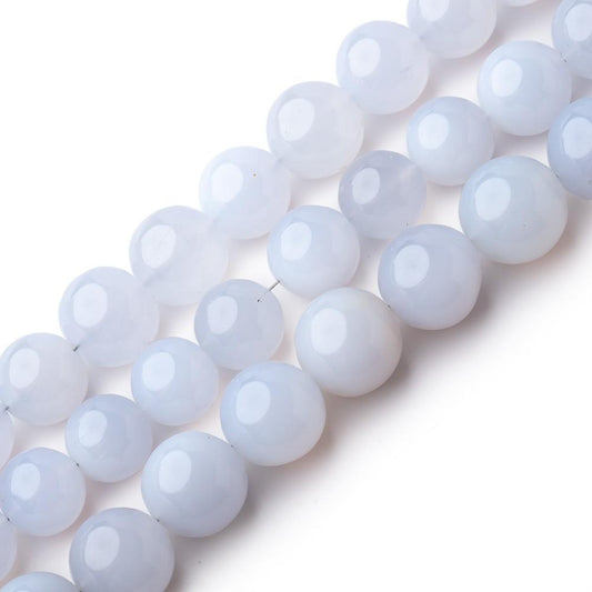 8-10.5mm Turkish Blue Chalcedony Plain Round Beads LOT OF 3 STRANDS
