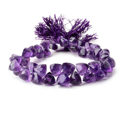 5-9mm African Amethyst Top Drilled Faceted Trillions 8 inch 47 beads