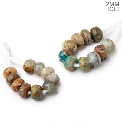 8-10mm Blue Peruvian Opal 2mm Large Hole Plain Rondelle Set of 10 Beads