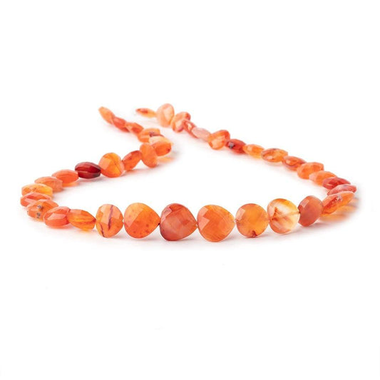 8-10mm Carnelian Straight Drilled Faceted Heart Beads 15 inch 42 pieces
