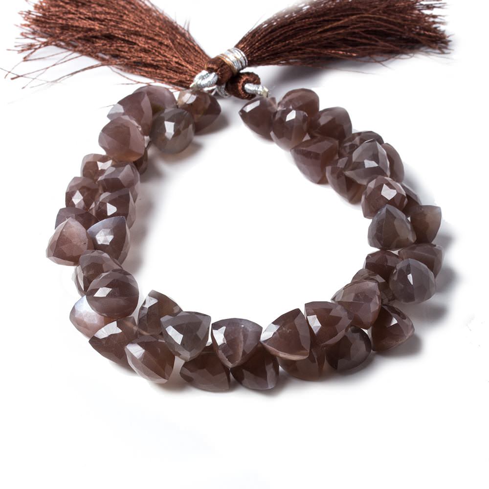 7-9mm Chocolate Moonstone top drilled faceted trillion beads 8 inch 45 pcs
