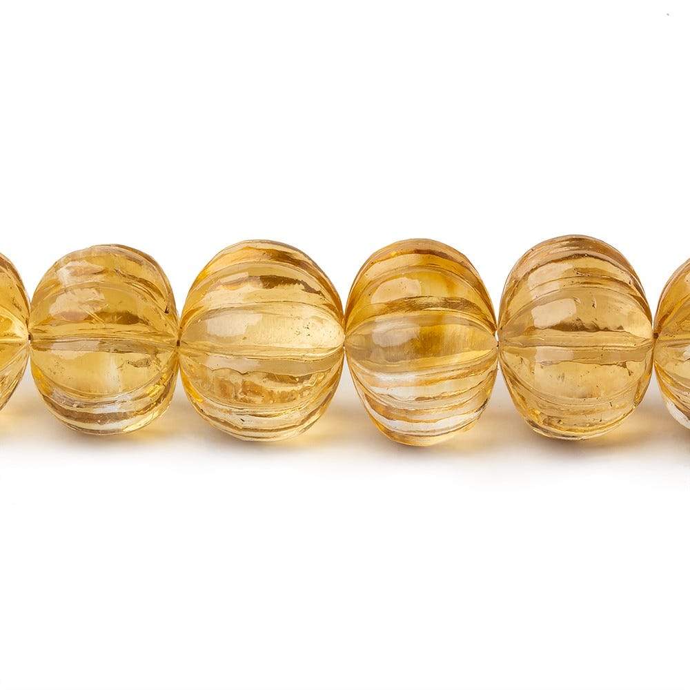 8-10mm Citrine hand carved Melon rondelles 15 inch 61 beads