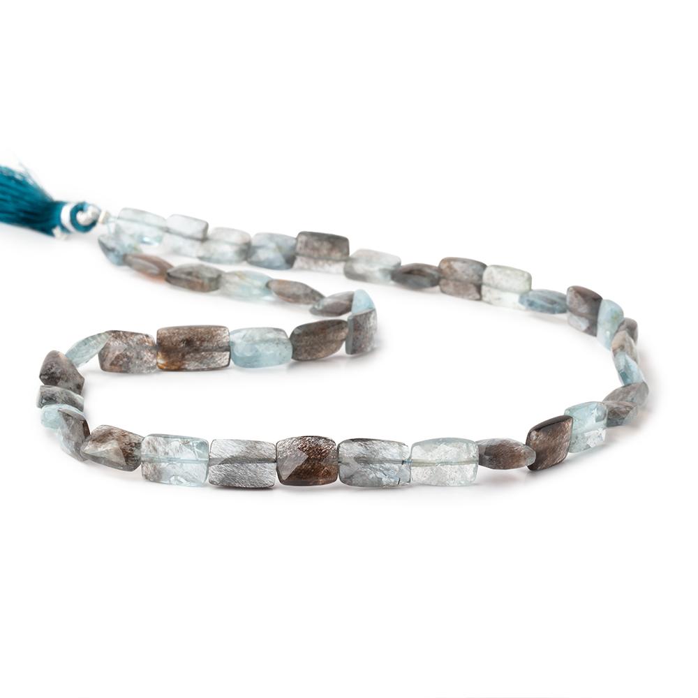 8-10mm Copper Moss Aquamarine Faceted Rectangle 16 inch 40 Beads AAA