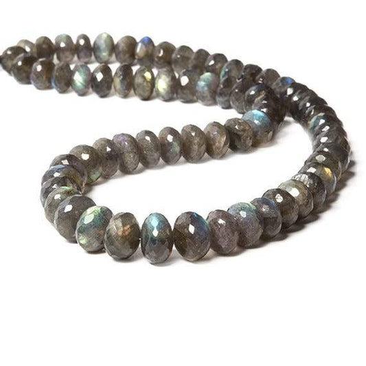 8-10mm Labradorite faceted rondelle 16 inch 97 beads