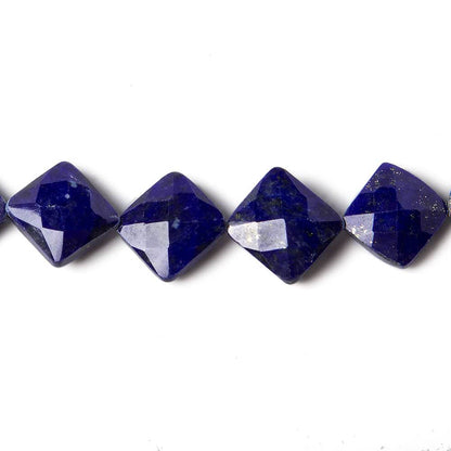 8-10mm Lapis Lazuli Corner Drilled Faceted Square Beads 8 inch 19 pieces