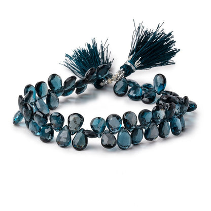 8-10mm London Blue Topaz Faceted Pear Beads 7.5 inch 56 pieces AA