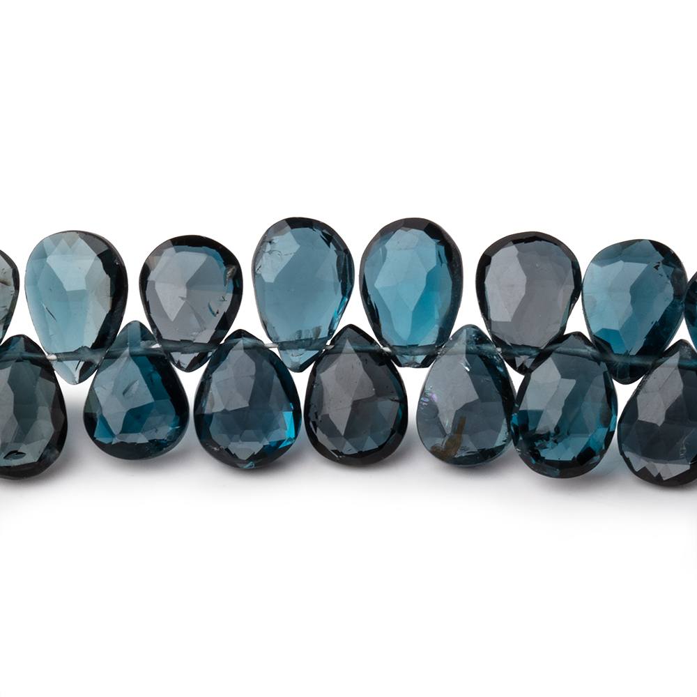 8-10mm London Blue Topaz Faceted Pear Beads 7.5 inch 56 pieces AA