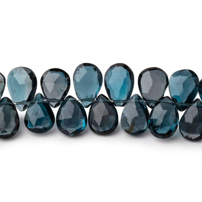 8-10mm London Blue Topaz Faceted Pear Beads 7.5 inch 56 pieces AA