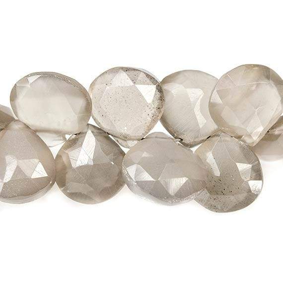 8-10mm Mink Grey Moonstone Faceted Heart Beads 8 inch 49 pieces