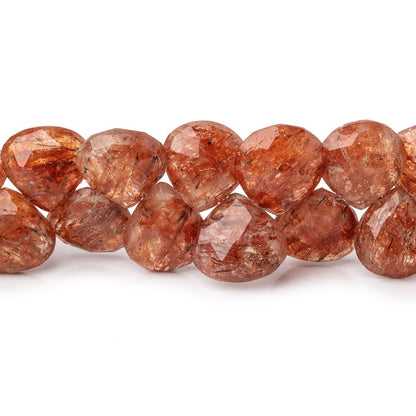 8-10mm Mossy Rutilated Quartz Faceted Heart Beads 8 inch 48 pieces