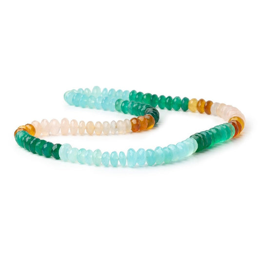 8-10mm Multi Color Chalcedony Faceted Rondelle 20 inch 100 Beads