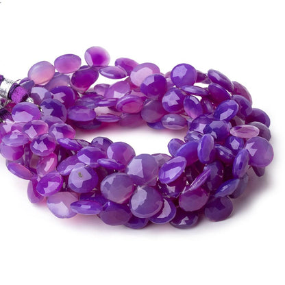 8-10mm Orchid Purple Chalcedony Faceted Heart Beads 7.5 inch 44 pieces