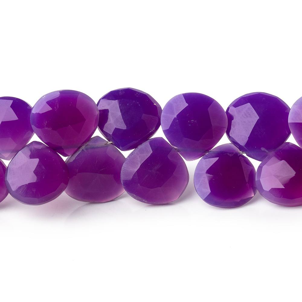 8-10mm Orchid Purple Chalcedony Faceted Heart Beads 7.5 inch 44 pieces