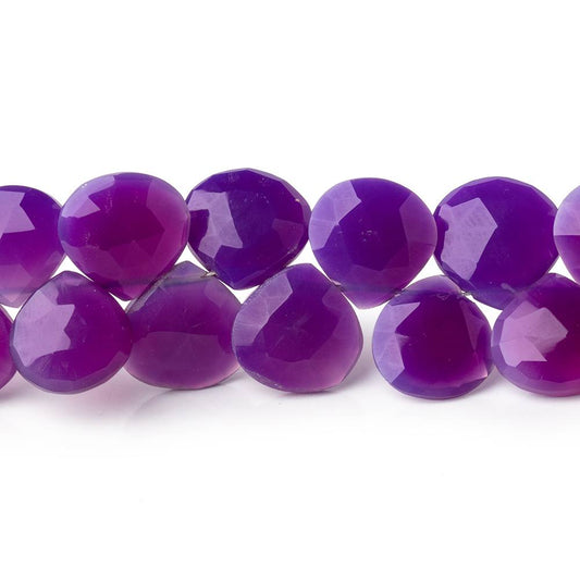 8-10mm Orchid Purple Chalcedony Faceted Heart Beads 7.5 inch 44 pieces