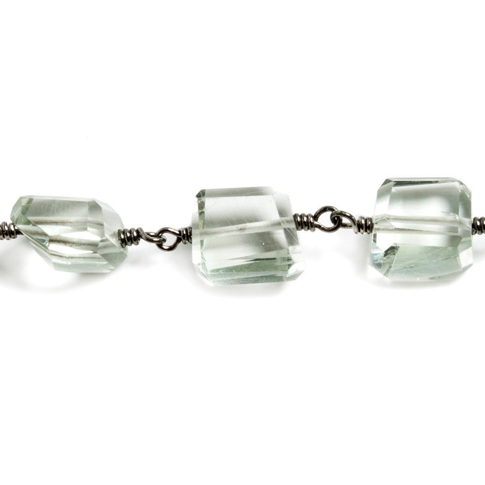 8-10mm Prasiolite faceted nugget Black Gold on Silver Chain by the foot
