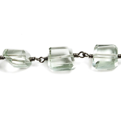 8-10mm Prasiolite faceted nugget Black Gold on Silver Chain by the foot