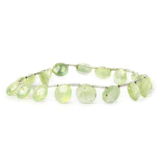 8-10mm Prehnite Beads Top Drilled Faceted Coin 8 inch 18 pieces