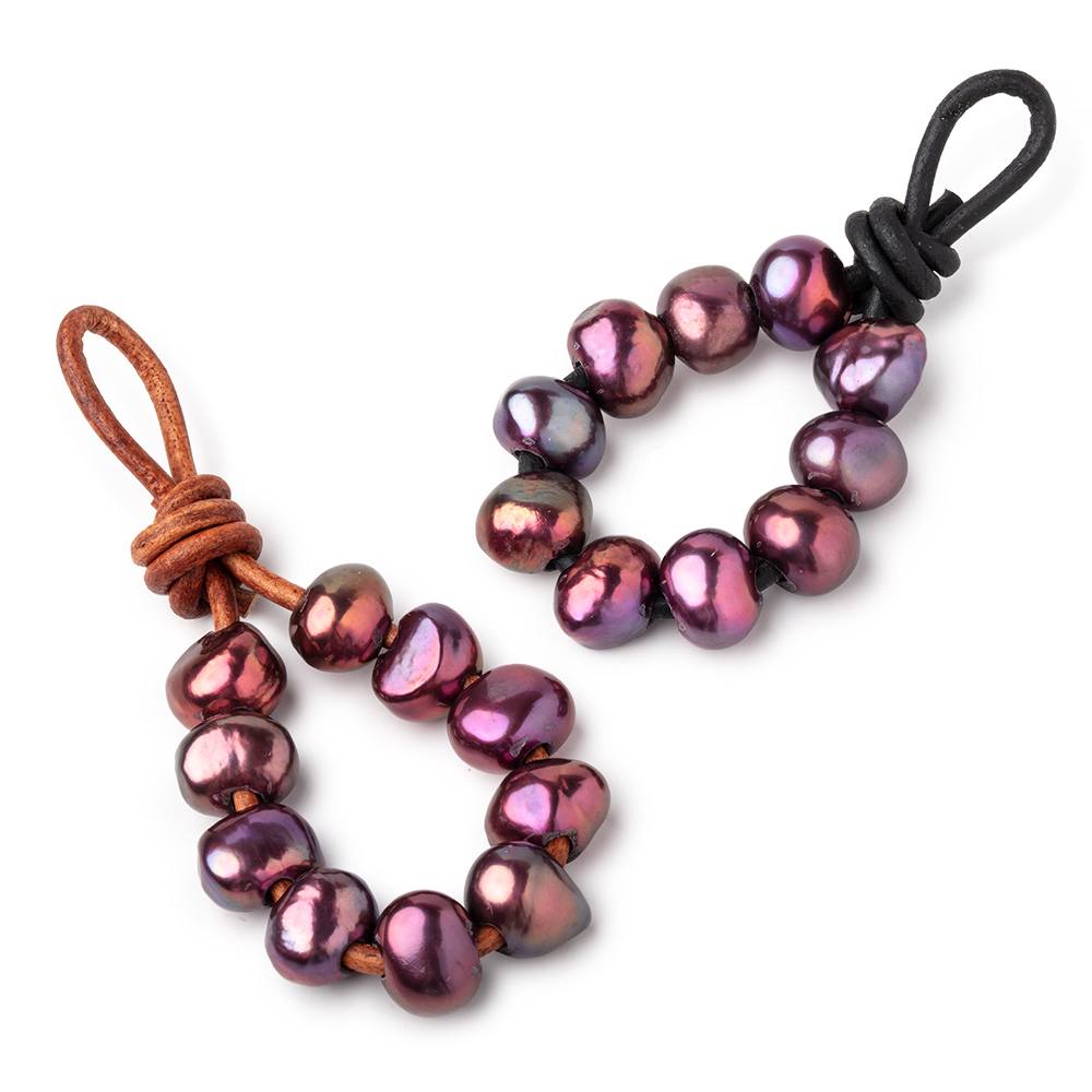 8-10mm Purple Rose Large Hole Baroque Pearls Set of 10