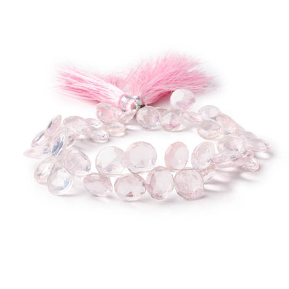 8-10mm Rose Quartz Top Drilled Faceted Coins 8 inch 47 Beads