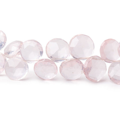 8-10mm Rose Quartz Top Drilled Faceted Coins 8 inch 47 Beads
