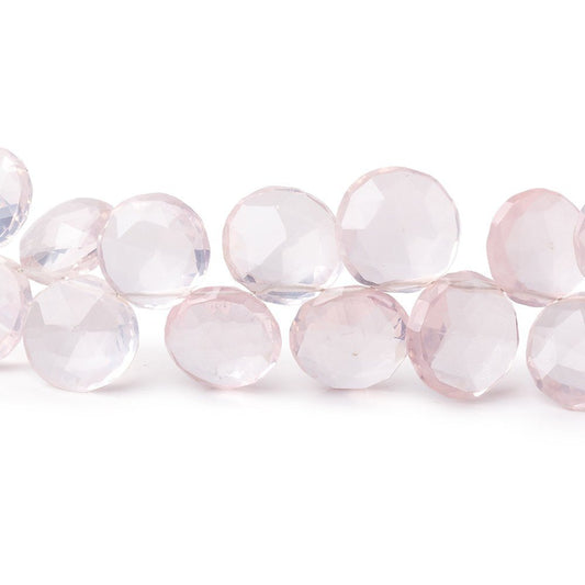 8-10mm Rose Quartz Top Drilled Faceted Coins 8 inch 47 Beads