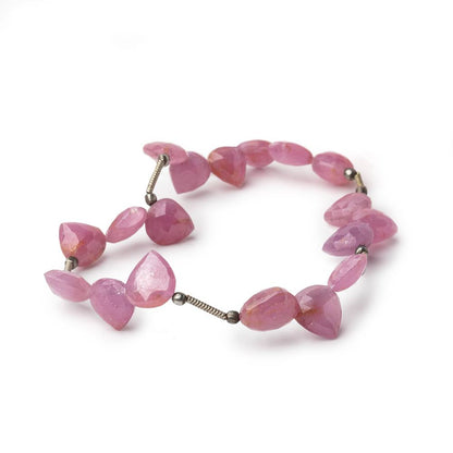 8-10mm Ruby Shoulder Drill Faceted Heart Beads 7 inch 18 pieces