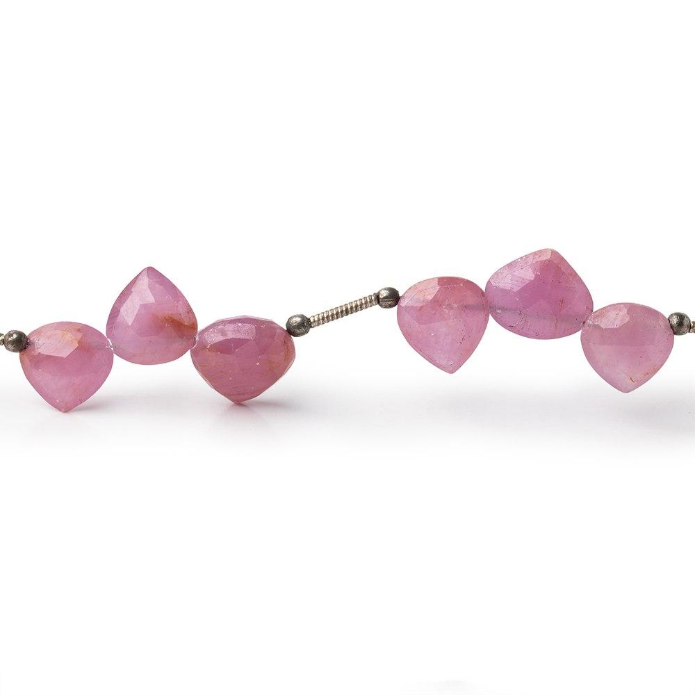 8-10mm Ruby Shoulder Drill Faceted Heart Beads 7 inch 18 pieces