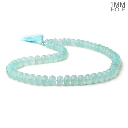 8-10mm Seafoam Blue Chalcedony faceted rondelles 16 inch 60 large hole beads