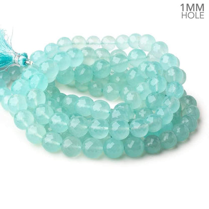 8-10mm Seafoam Blue Chalcedony faceted rounds 16 inch 44 large hole beads