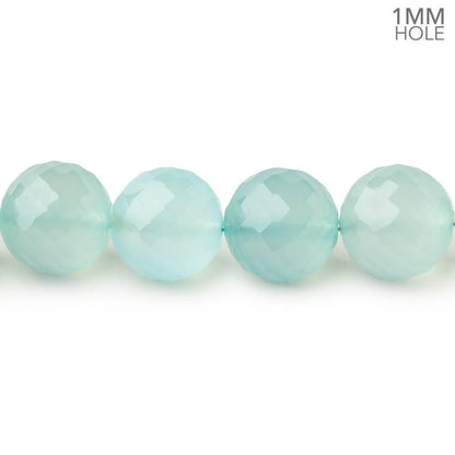 8-10mm Seafoam Blue Chalcedony faceted rounds 16 inch 44 large hole beads