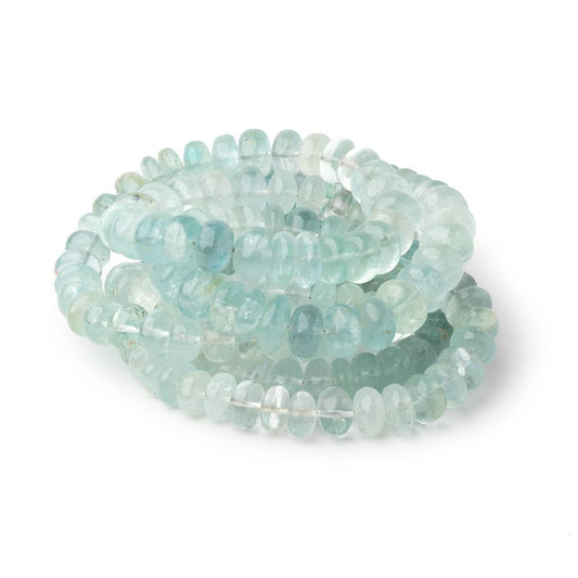 8-10mm Shaded Aquamarine Plain Rondelle Beads 18 inch 87 pieces