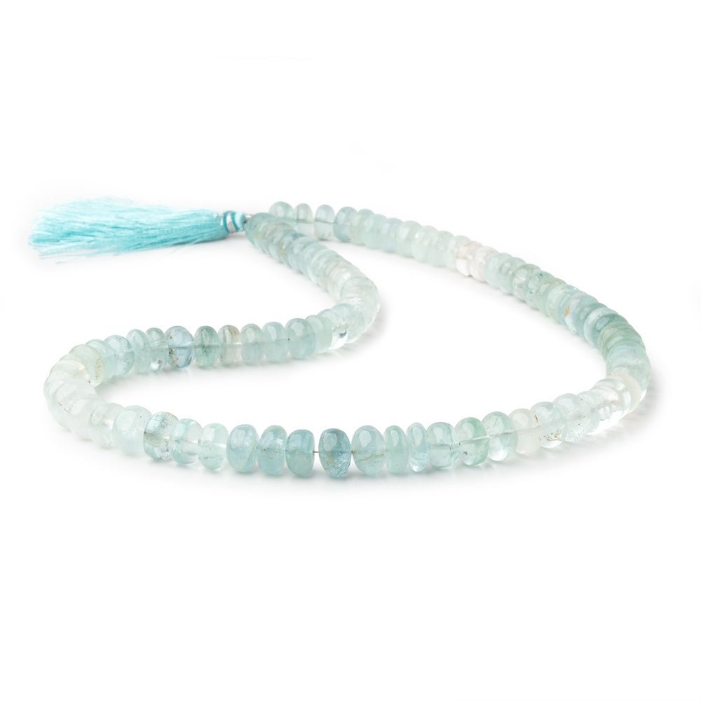 8-10mm Shaded Aquamarine Plain Rondelle Beads 18 inch 87 pieces