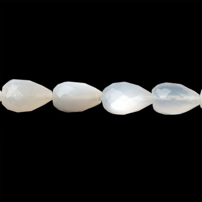 8-10mm White Moonstone Straight Drill Tear Drop 7.25 in 19 Beads