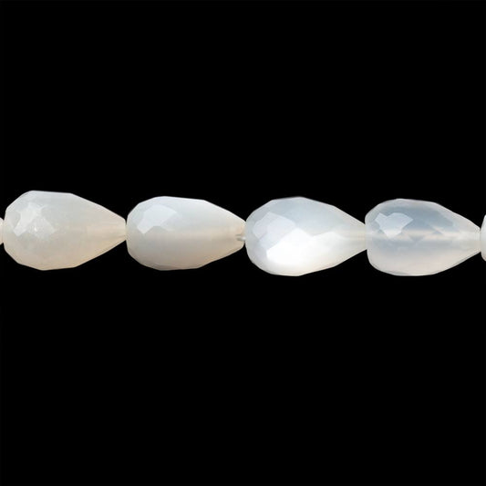 8-10mm White Moonstone Straight Drill Tear Drop 7.25 in 19 Beads