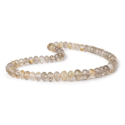 8-11.5mm Rutilated Quartz Faceted Rondelle Beads 16 inch 65 pieces AA