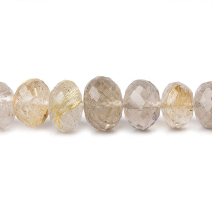 8-11.5mm Rutilated Quartz Faceted Rondelle Beads 16 inch 65 pieces AA