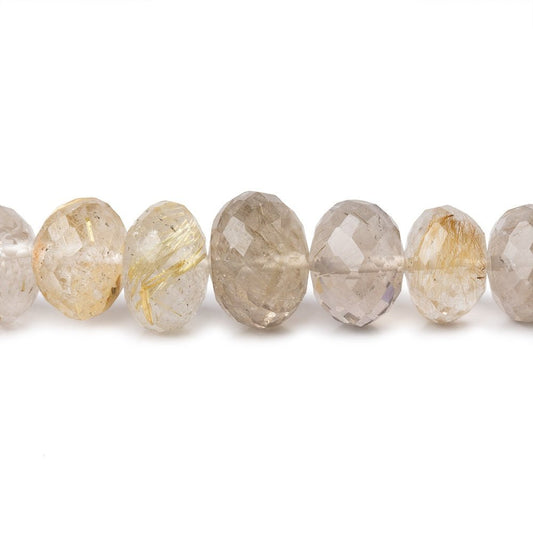 8-11.5mm Rutilated Quartz Faceted Rondelle Beads 16 inch 65 pieces AA