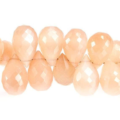 8 - 11mm Angel Skin Moonstone Faceted Tear Drop Beads 8 inch 65 pieces