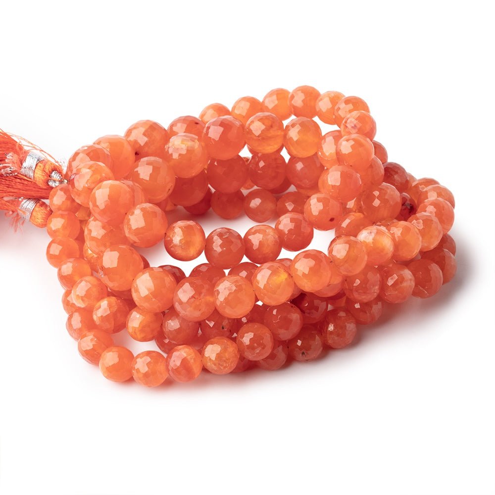 8-11mm Carnelian Faceted Round Beads 16 inch 48 pieces