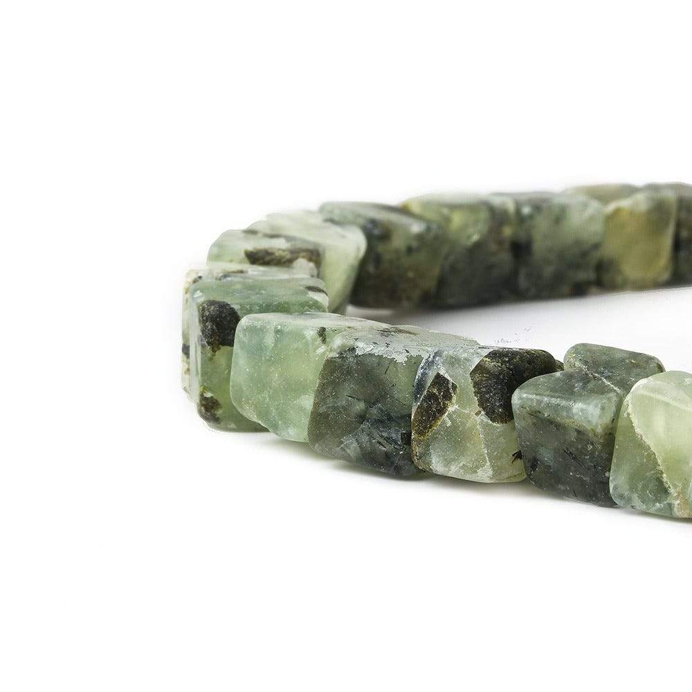 8-11mm Frosted Prehnite Hammer Faceted Cube Beads 8 in 19 pcs