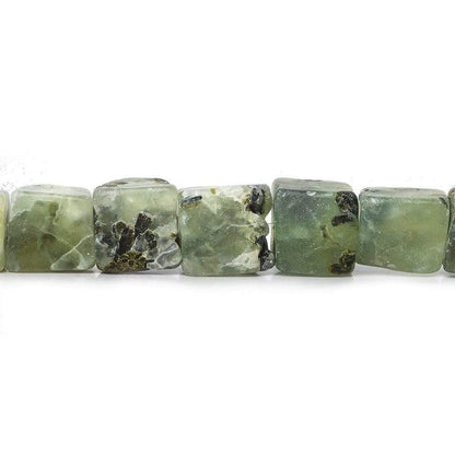 8-11mm Frosted Prehnite Hammer Faceted Cube Beads 8 in 19 pcs