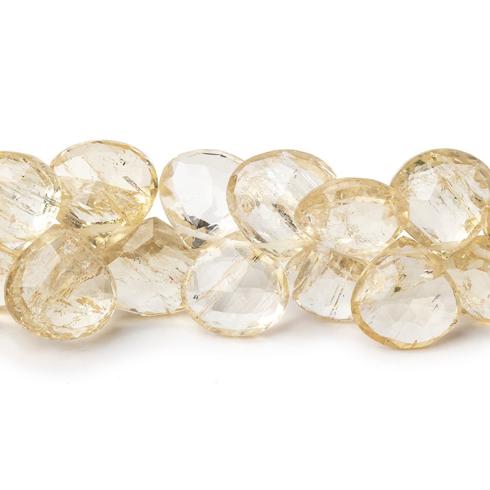 8-11mm Heliodor Faceted Heart Beads 8 inch 48 pieces AA