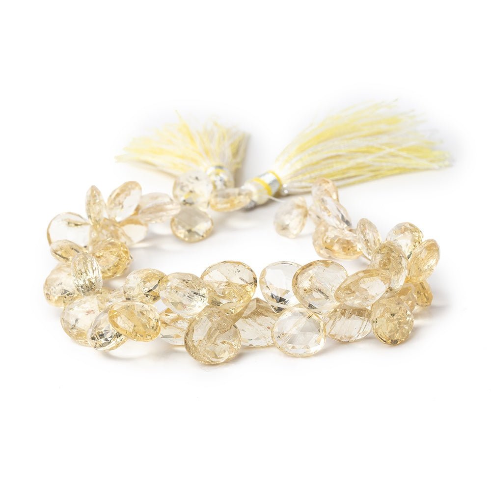 8-11mm Heliodor Faceted Heart Beads 8 inch 48 pieces AA